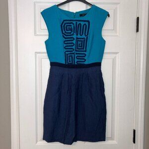 BCBGMaxAzria: Two-tone blue dress with textured detail (size 2)